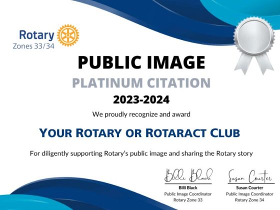 Felicitaties voor de Rotary Zones 33/34 Public Image Awards